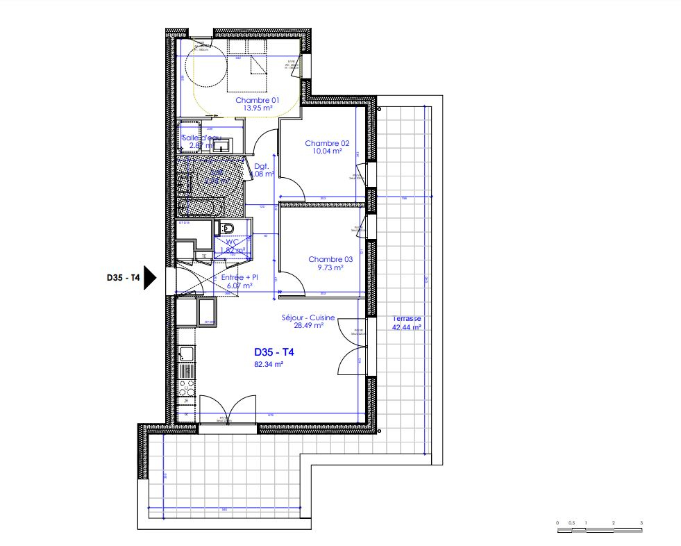 Appartement 4 pièces - 82 m² 